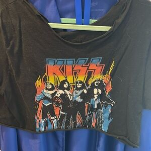 KISS rock n’ roll crop top off the shoulder